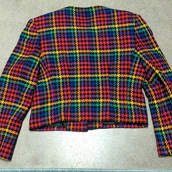 Vintage 90s JH Collectibles 2pc suit jacket & skirt bright plaid sz 8 EUC - Picture 13 of 15